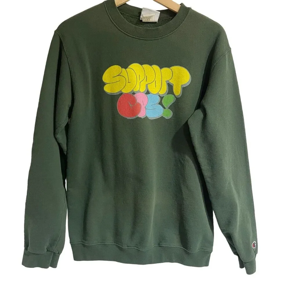 Champion Vintage Green Sweatshirt Support CPS Youth XL Women Medium‎